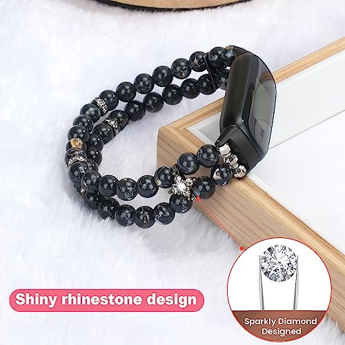 Image of Wongeto Compatible with Fitbit Luxe Bands,Fashion Handmade Elastic Stretch Pearl Bracelet Women Replacement Strap for Fitbit Luxe accssorises