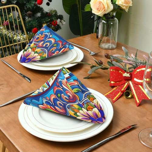 Servilletas de Tela Mexicana Talavera Set 6 Piezas miniatura 3