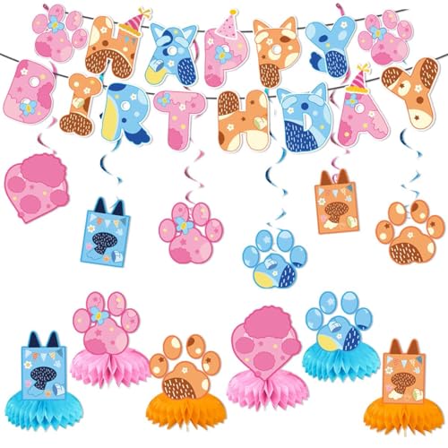 Ya en mundofriki.es: Pancarta Happy Birthday Decoración Cumpleaños FelizBanner Animales y Huellas de Perro, Adornos Fiesta Infantil Mujer Hombre, Kit Reutilizable con Guirnalda Cumpleaños, Honeycomb y Pancarta Fiesta