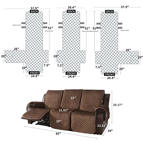 Lufeijiashi Non Slip Recliner Sofa Covers,Velvet Waterproof Recliner Couch Covers For 3 Seat,Washable Reclining Couch Cover Furniture Protector For Dogs,Pets (Brown, 3 Seater) #TOP5