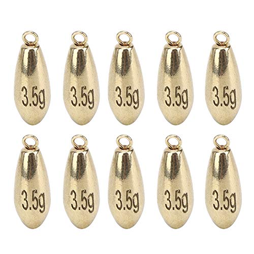 Aparejos de Pesca con Peso de Plomo, 10 Piezas, Pesos de Pesca de rotación Reutilizables portátiles, Hechos de aleación de Cobre, Color Dorado para Pesca en Aguas Profundas y