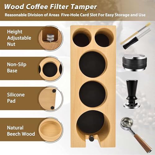 Distribuidor de café y estación de manipulación de madera con accesorios organizadores 3