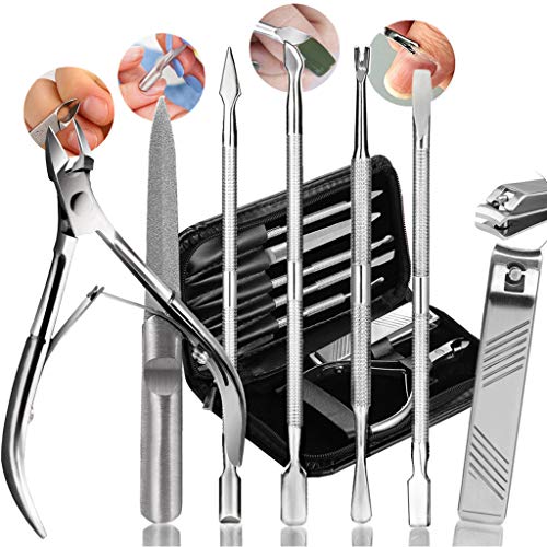 Maniküre Pediküre Set, Nagelhautschieber Nagelhautzange Nagelknipser Spatel Nagelfeilen Nagelpflege Kit für Damen…