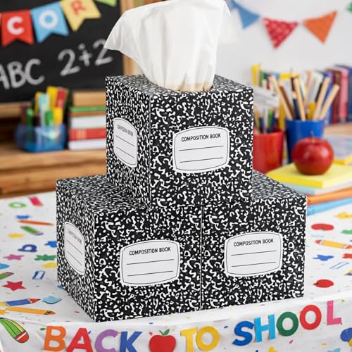 Image of Sabary 12 Pack Back to School Facial Tissue Cube Boxes with Tissues 3 Ply Small Square Tissue Boxes 600 Sheets Total First Day of School Party Supplies Decorations for Classroom Home Car Office