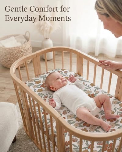 Image of Bedside Bassinet Sheets 2 Pack, 33 x 20 Fitted Bedside Sleeper Sheets, Ultra Soft Breathable Polyester, Ideal for Baby Girl or Boy and Newborns (Rusty Garden, Bedside Sleeper Sheet)