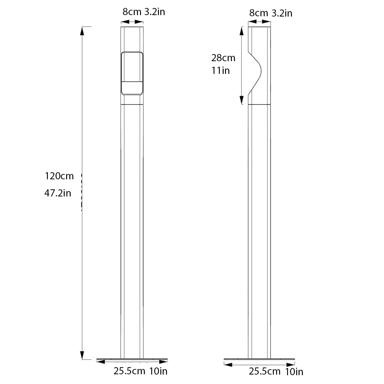 Posacenere da Esterno A Colonna,Posacenere verticale in acciaio inox,Base ispessita, staccabile, facile da pulire,per patio, cortile, esterno, interno.(Black)