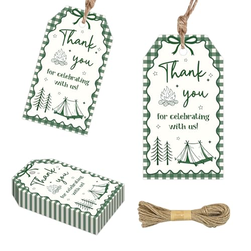 Étiquettes de remerciement pour cadeaux d'invités baby shower et fête camping