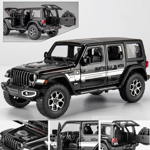 Image of Wrangler Rubicon Toy Car for Kids Collection 1:24 Scale Diecast Metal Model Car with Light Sound Pull Back Openable Door