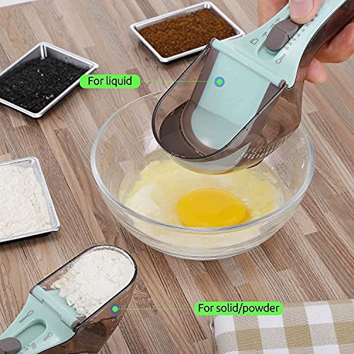 Image of Adjustable Measuring Spoon-Magnetic Measuring Cup and Spoon Set, a Multi-Tunctional Kitchen Tool, Measuring Cup for Measuring Liquids and Solids 2pc