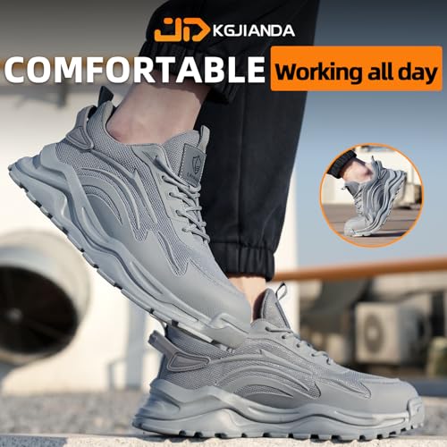Image of Steel Toe Shoes for Men, Lightweight Safety Work Shoes, Breathable Puncture-Resistant Work Shoes for Warehouse, Factory and Light Construction