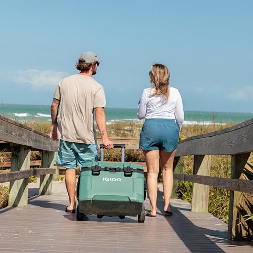 Image of Igloo Trailmate 52Qt Wheeled Cooler, Insulated Hard Shell Ice Chest, Spruce