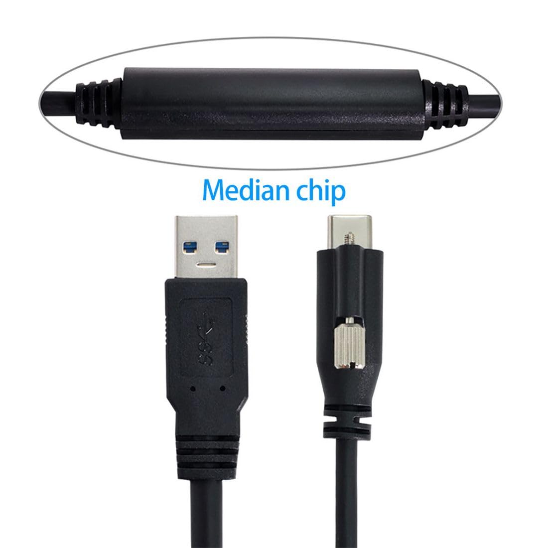 chenyang Cable de datos con conector de bloqueo USB 3.0 a USB C con chipset repetidor para cámara industrial de 8 m