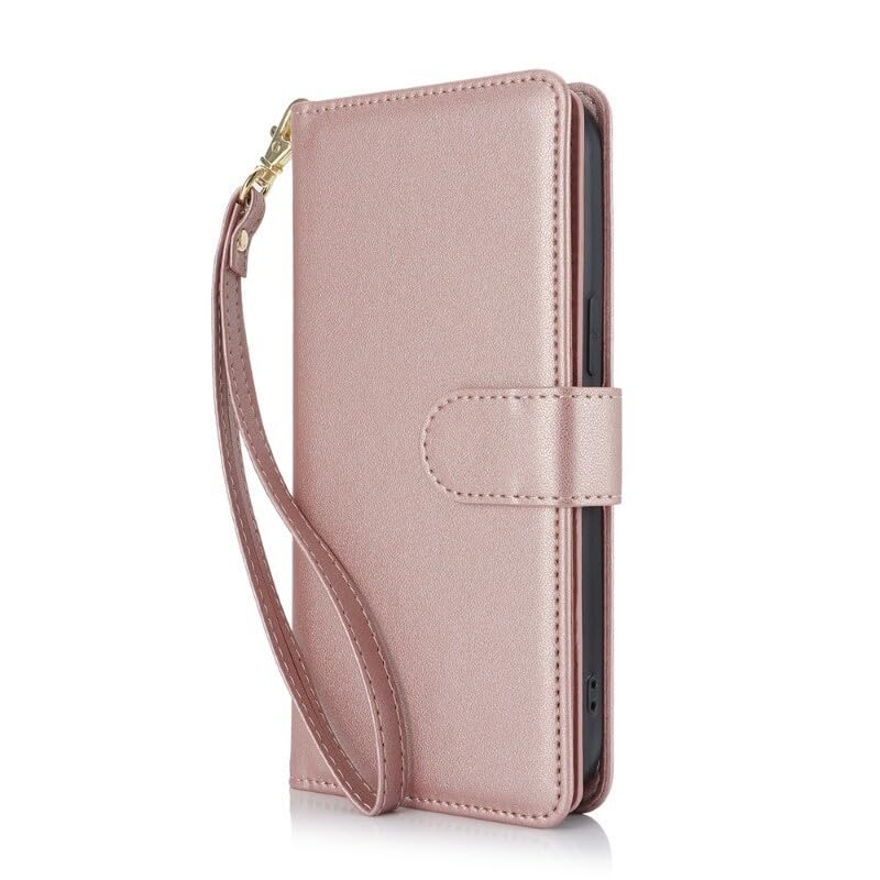 Étui pour Samsung Galaxy A06 en cuir rose gold avec rabat portefeuille antichoc