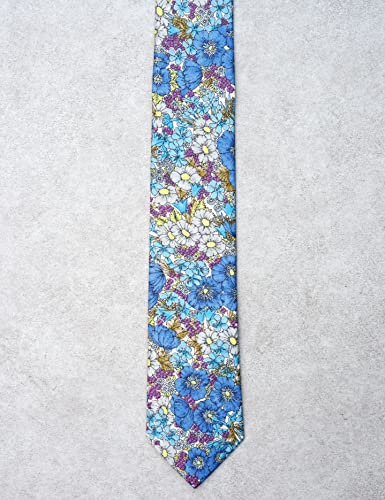 Image of BELLUNO Men's Cotton Floral Skinny Tie, 2.5 inch Width, with Gift Box