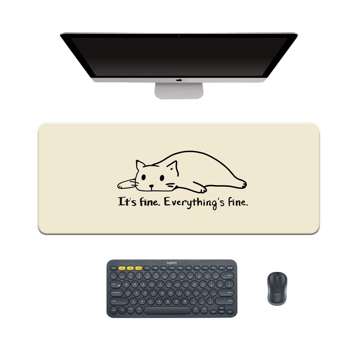 CityhermitCute Office Desk Mat, Funny Large Mouse Pad for Work, Kawaii Cat Desk Pad for Home Decor Funny Swear Word Office Gifts Nonslip Writing Pad (Funny cat 4)