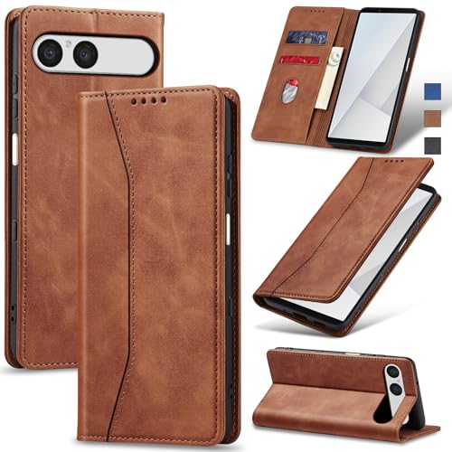 Jasonyu Coque pour Sony Xperia 10 VII, Housse Etui en Cuir PU Portefeuille [Antichoc] [Magnétique] [Porte Cartes] [Stand Fonction] Flip Coque (Marron)