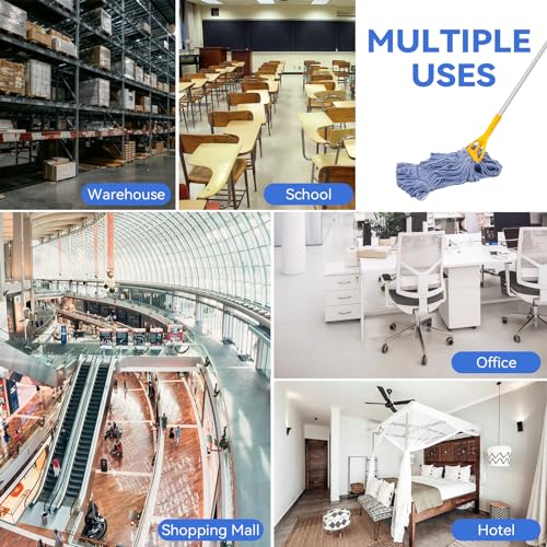 Image of 3 Pack Looped-End String Wet Mop Head Refills: Commercial Heavy Duty String Wet Mop Replacement for Rubbermaid - Industrial Wet mop Refill for Floor Cleaning for Multi-Surface Floors