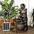Outsunny 28.3" Tall Solar Powered Outdoor Water Fountain, 4-Tier Floor Standing Resin Cascading Jars and Stacked Stones Waterfall Fountain with LED Lights and Pump for Garden, Patio, Backyard