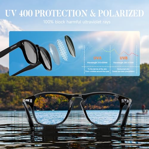 Polarized Sunglasses for Men Women Classic Trendy Retro Acetate Frame Driving Sun Glasses UV400 Protection Round Shades4