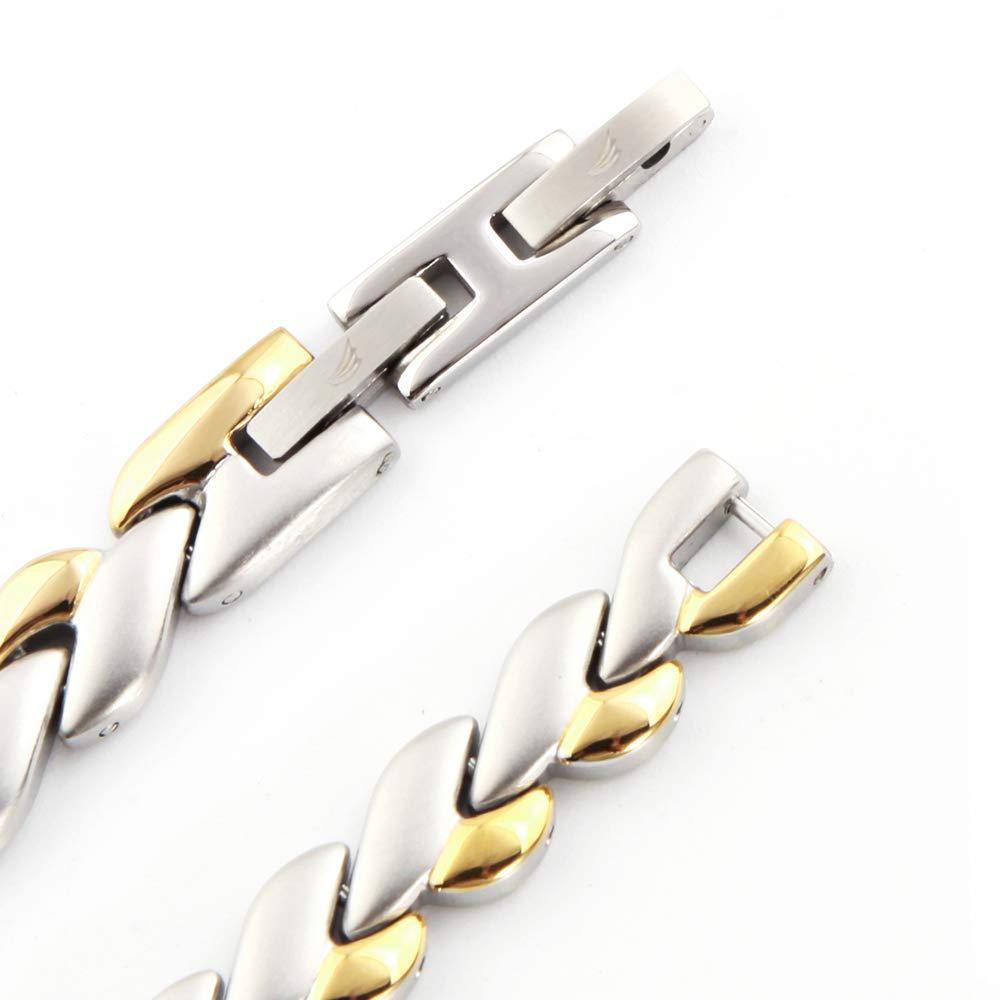3 in1 Wellness bicolor gold - silber edles Edelstahl Magnetarmband XS-XXL TRINITIX Magnetschmuck Magnetix Kollektion Fashion TRX # 8295