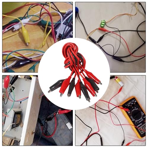 Image of UMLIFE 40PCS (10 Groups) 1M Alligator Clips Electrical, Insulated Test Leads with Alligator Clips, Stamping Double-Ended Jumper Wires for Electrical Testing