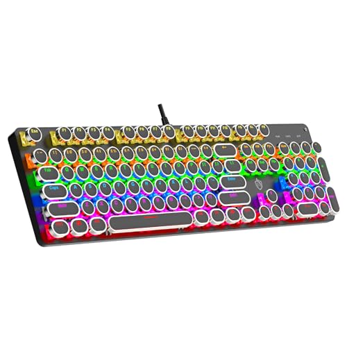 Gaozen Typewriter Mechanical Gaming Keyboard with RGB Backlit Red Switches,