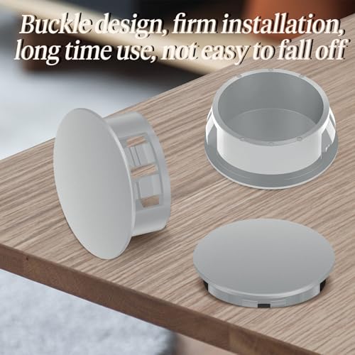 Image of 50PCS 1-1 /2 inch Grey Plastic Plugs Hole, Round PA66 Plug Furniture Hole Decorative Cover