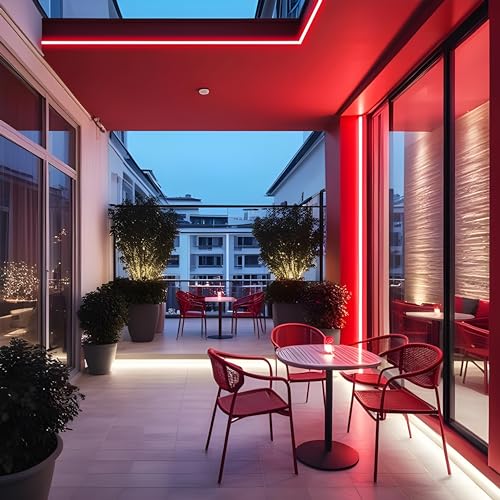 Image of 13.1 Feet Neon LED Strip Light | 12V Adapter, Waterproof IP65, Silicone Flexible Rope Light for Home Wall Decor & Gaming Room| Led Strip Lights | Neon Lights 4 Meter | (Red)