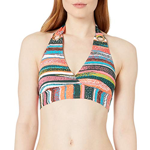 Anne Cole Women's Halter Bikini Swim Top, Sand Stripe, Extra Small