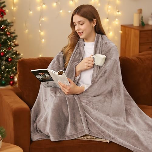 BRILLIO Electric Heated Blanket 72'&times;84' Full Size, Smooth & Fuzzy Cozy for Dorm, Bed, Study...