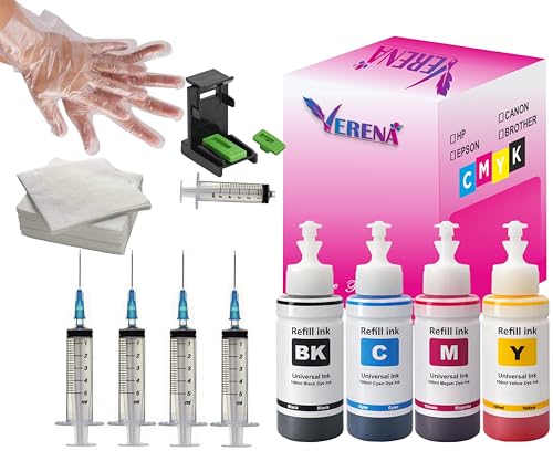 Image of VERENA Refill Kit Compatible for Canon Pixma E470, E470, E477, E400, E410, E417, E560, E3370, E4570, MG2577S Printers Cartridges (Full Set Refill Kit)