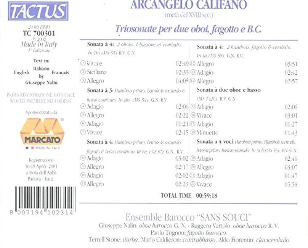 oboi Amazon.co.jp: Triosonatte Per Due Oboi: ミュージック