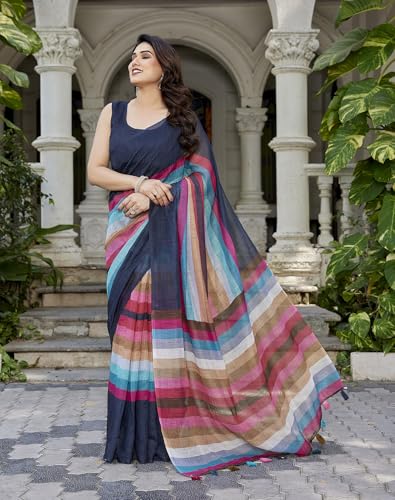 Image of Yashika Women's Chanderi Floral Digital Print Chandheri Saree with Unstitched Blouse Material