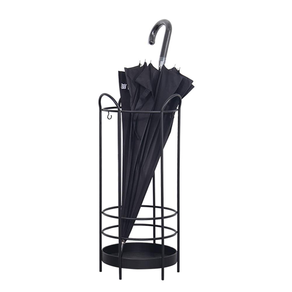 WXYZ Posición creadora Hierro Forjado Paraguas for Home Hotel vestíbulo de la Oficina Paraguas Cubo, Puede almacenar a Largo y Corto Paraguas, Oro Blanco Negro 60x27cm (Color : Black)