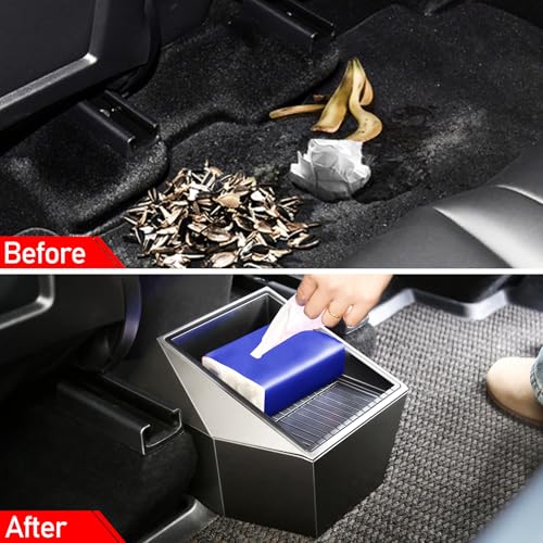 Image of Rear Trash Can for Tesla Model Y 2021-2025,Rear Center Console Organizer Storage Box Garbage Can Bin for Tesla Model Y Accessories,Cybertruck Style Under Seat Garbage Can