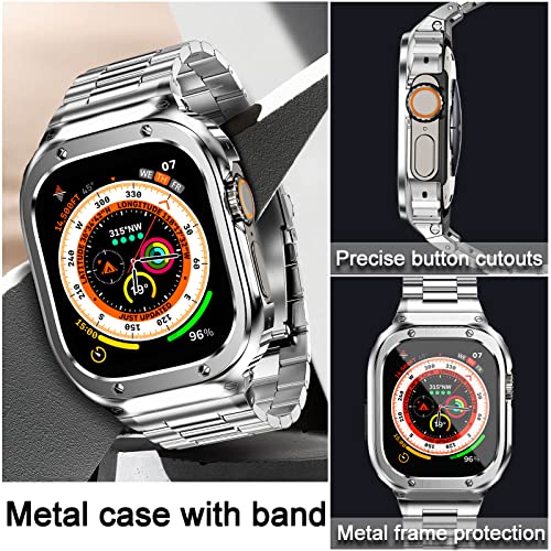 Image of MioHHR Stainless Steel Band and Case Compatible with Apple Watch Band 49mm