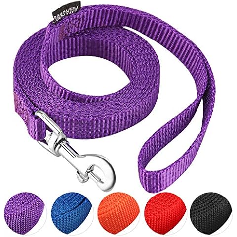 AMAGOOD 6 FT Puppy/Dog Leashes, Strong Traditional Style Leash with Easy to Use Collar Hook,Dog Lead Great for Small and Medium and Large Dog (5/8in x 6 ft, Purple) Cover
