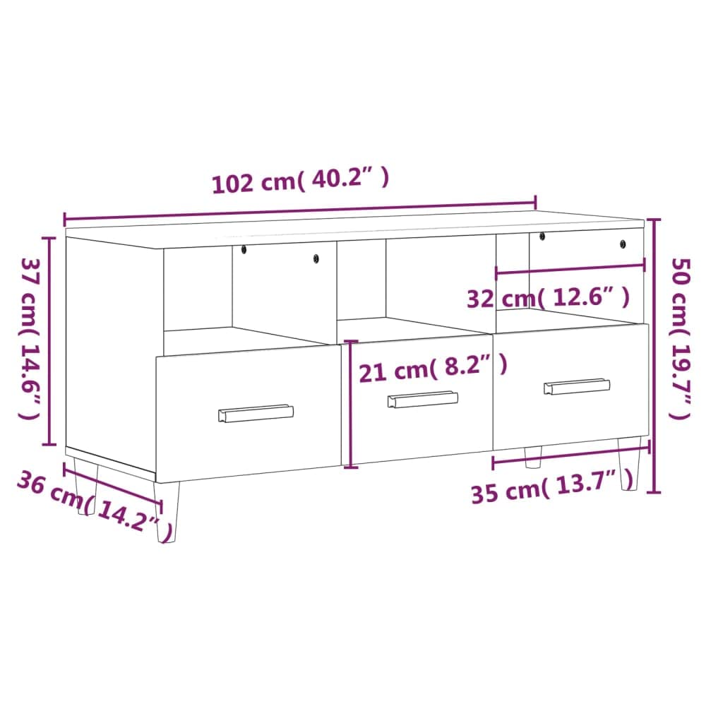 vidaXL Szafka pod TV, biała, wysoki połysk, 102x36x50 cm, szafka telewizyjna, szafka pod telewizor, szafka pod tv, szafki telewizyjne