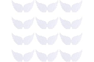 NUOBESTY 12PCS Angel Wings Fabric Wings Patches for DIY Crafts Hair Accessories - White