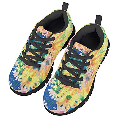 HUIACONG Sunflower Kids Lightweight Anti-Skid Sneakers Colorful Oil Style Girls Running Sport Shoes foe Size 5 Boys Lacing Trainers Children Athletic Tennis Shoes3