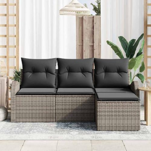 Canapé de jardin en polyrotin gris modulable pour optimiser votre terrasse - 4