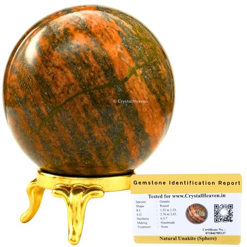 Image of Certified Unakite Crystal Ball for Meditation - Premium Crystal Vastu Items for Home and Feng Shui Items for Good Luck - Ideal for Pooja Supplies and Spiritual Practices (2 inch Inch)