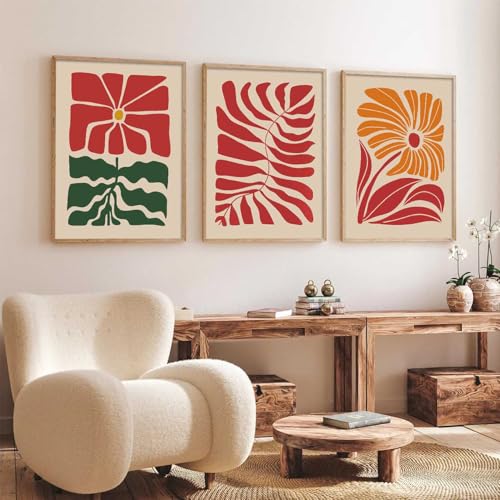 Image of kotart Home Decor Boho Painting Decorative Wall Art poster With Frame For Living Room Bed Room Hotel Wall Decor Digital Reprint Set of 3 (13X17 inch)