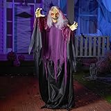 JOYIN 62" Halloween Witch Decorations Outdoor, Life Size Twirling Animatronics Ghost Decor with Sound and Light Radar Activation, Scary Haunted House Props for Indoor/Outside Party Garden Yard Lawn
