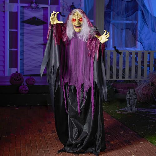 JOYIN 62" Halloween Witch Decorations Outdoor, Life Size Twirling Animatronics