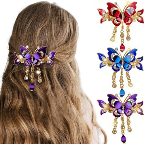 3 pinzas mariposa vintage en metal para cabello miniatura 1