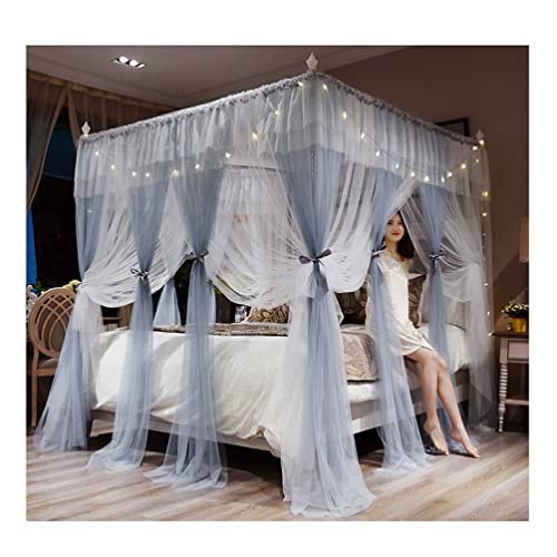 GJMSSMY Dosel para Cama, mosquitera de Lujo para Cama Infantil, decoración de habitación de Hadas con 4 Postes en Las Esquinas, Cortina de Cama Azul, 120 x 200 cm (47 x 79 Pulgadas) - Perf
