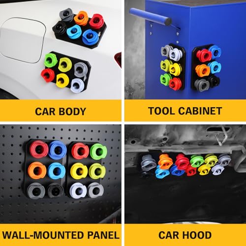 Image of 18-Piece No Spill Engine Oil Funnel Kit, 1.59QT / 1.5L Automotive Coolant Funnel Set, 12 Adapters, Elbow Fitting, Arrow Screen & Magnetic Tray, Compatible with GM, Ford, BMW, Audi, Land Rover Etc