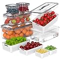 5 Pcs Fruit Storage Containers For Fridge with Removable Colander and Handle Lid, Refrigerator Organizers and Storage, Airtight Container to Keep Berry Fruit and Vegetable Fresh Longer Dishwasher Safe