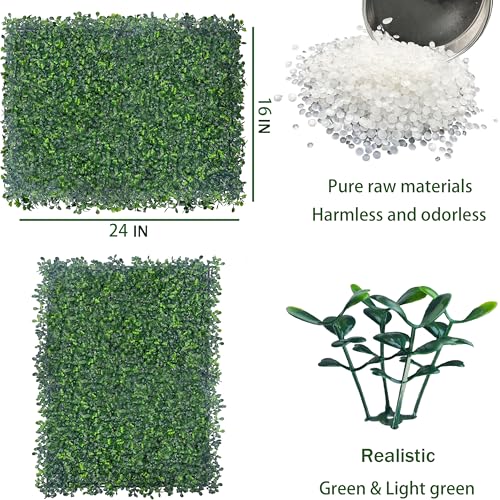 Image of ODTORY Artificial Hedge Privacy Fence Screen, 24X16 in 12P (32 sqft) | UV-Anti Boxwood Panel, Faux ivy Greenery Backdrop, Balcony /Garden /Backyard Fence Covering, Indoor Outdoor Green Plant Decor